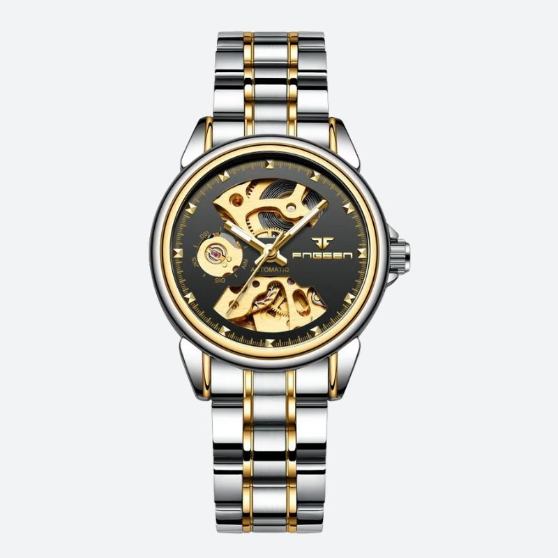 Montre_mecanique_femme_Squelette_Bicolore_1