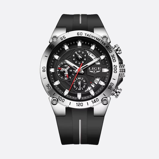 Montre militaire chronographe homme, bracelet silicone