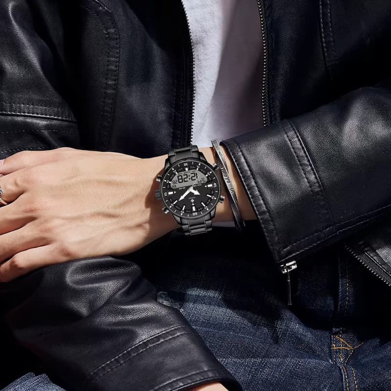 Montre militaire digitale quartz chronographe homme, Dual Display Image