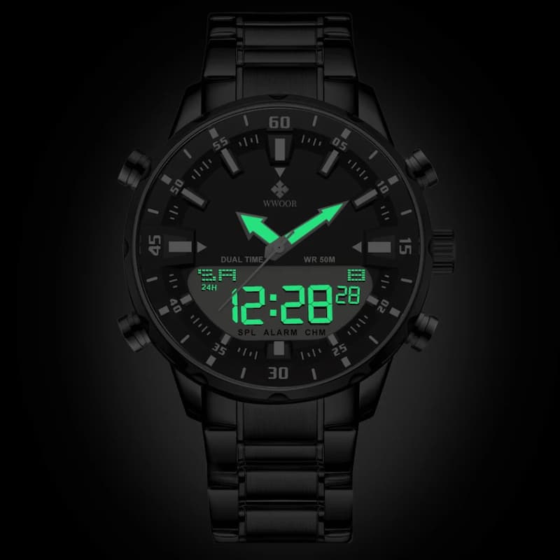 Montre militaire digitale quartz chronographe homme, Dual Display Image