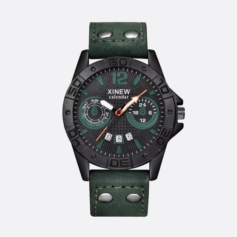 Montre militaire quartz homme bracelet cuir