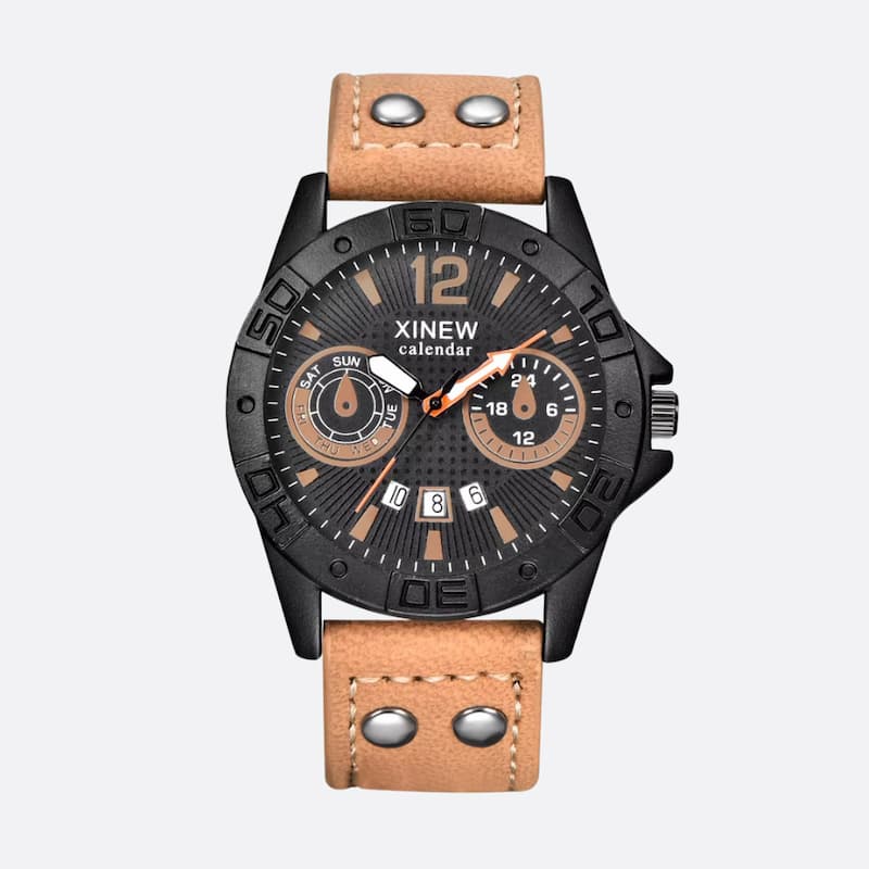 Montre militaire quartz homme bracelet cuir