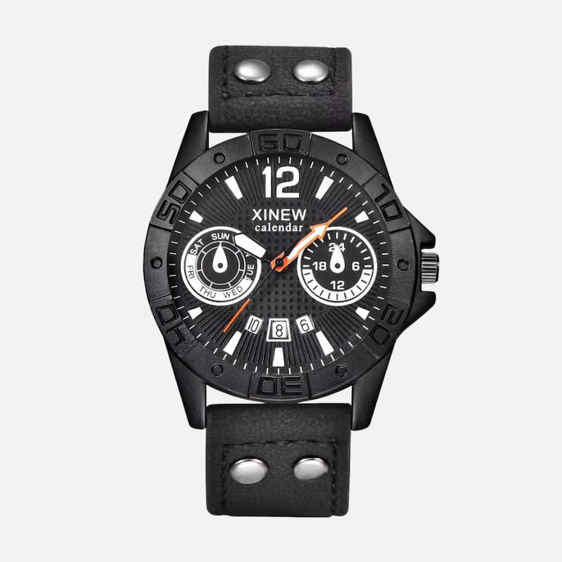 Montre militaire quartz homme bracelet cuir