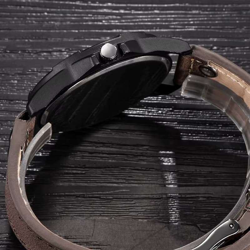 Montre militaire quartz homme bracelet cuir