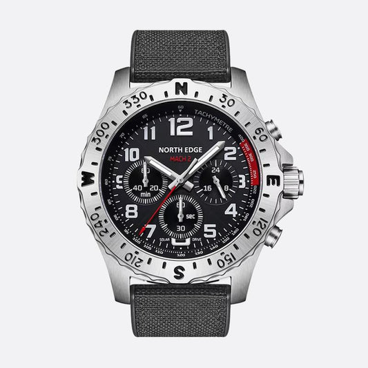 Montre solaire chronographe homme, cadran 44mm