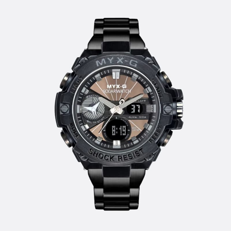 Montre solaire chronographe homme en acier