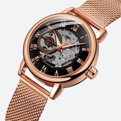 Montre squelette femme métal automatique