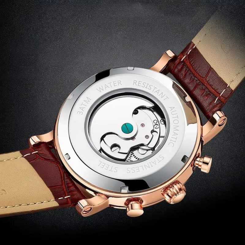 Montre squelette homme avec tourbillon et phase de lune