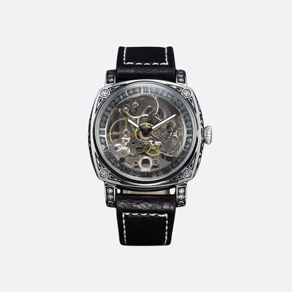 Montre squelette pour homme, Design gravé