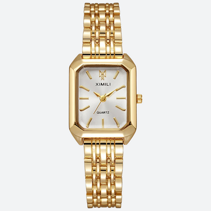 Montre vintage femme rectangle metal dorée