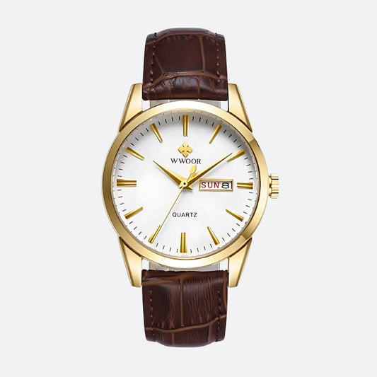 Montre vintage pour Homme Quartz Cuir Marron