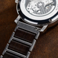 Montre Squelette Homme Acier et Bois, Mouvement Mécanique