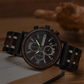 Montre Homme Chronographe en Bois et Acier, Mouvement Quartz Multifonction