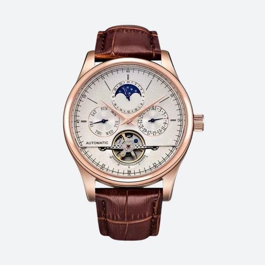 Montre Homme Automatique avec Phase de Lune et Tourbillon