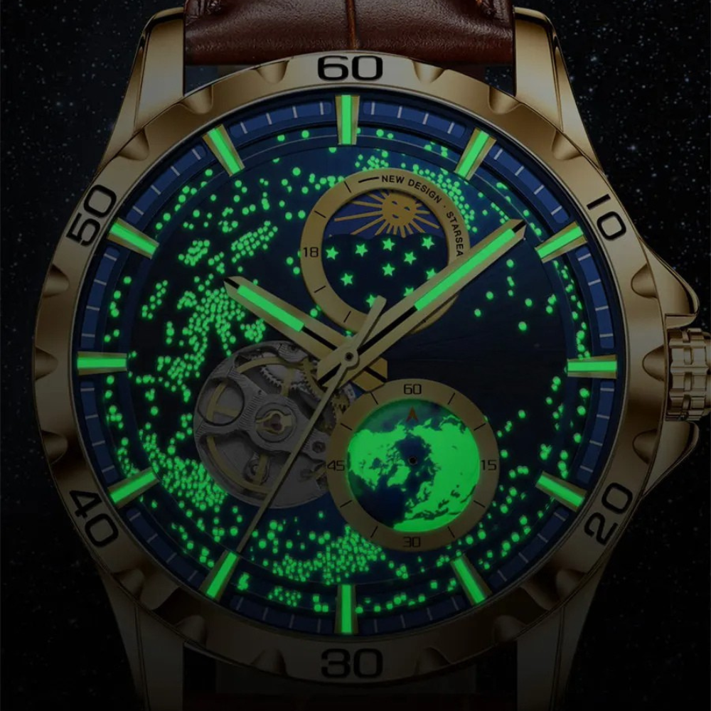 Montre Automatique Homme Étanche Design Galaxie