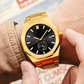 Montre Automatique Homme Dorée, Design Octogonal