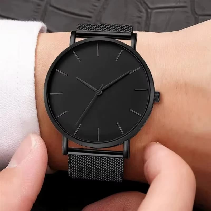 Montre Luxe Homme Noire Minimaliste