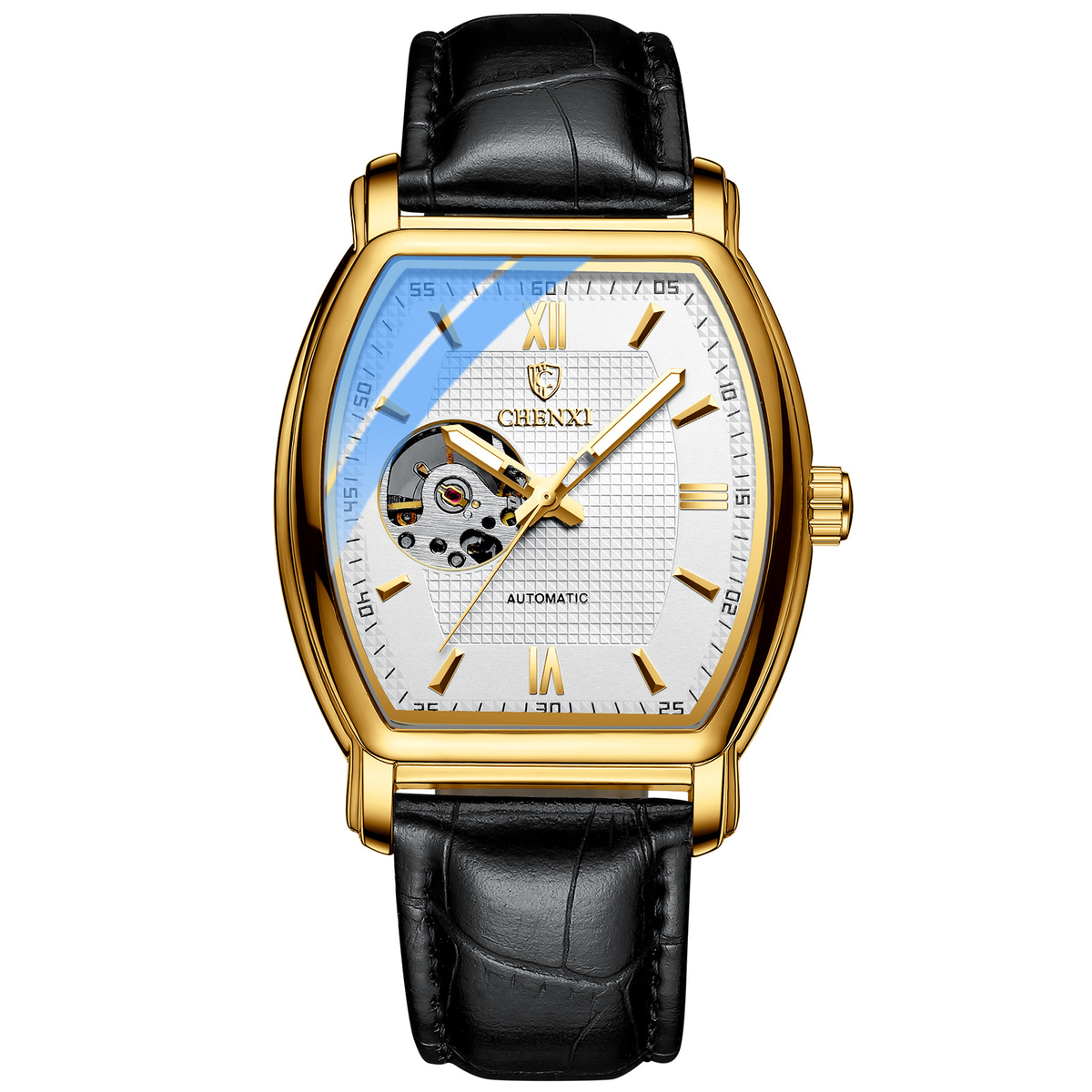 Montre Automatique Homme Tonneau avec Mouvement Apparent