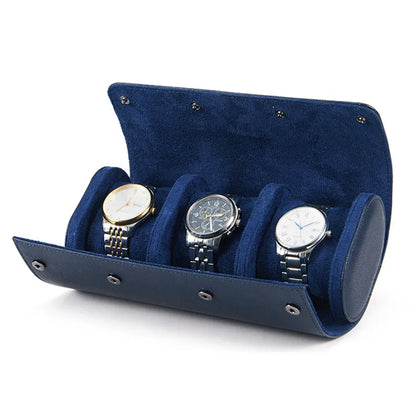 Étui Montre Voyage Rouleau Bleu - 3 Montres
