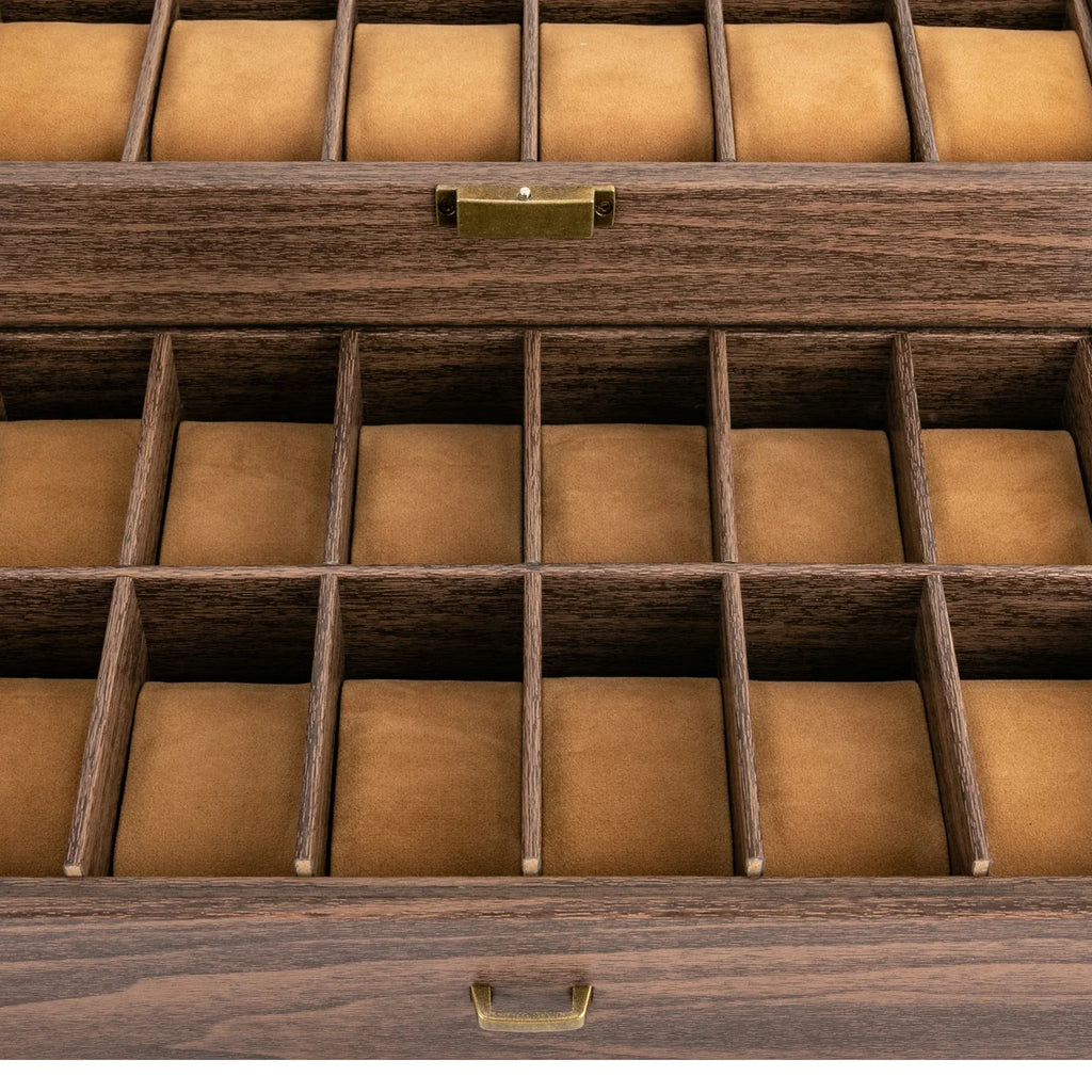 Boite à montres 24 emplacements en bois premium