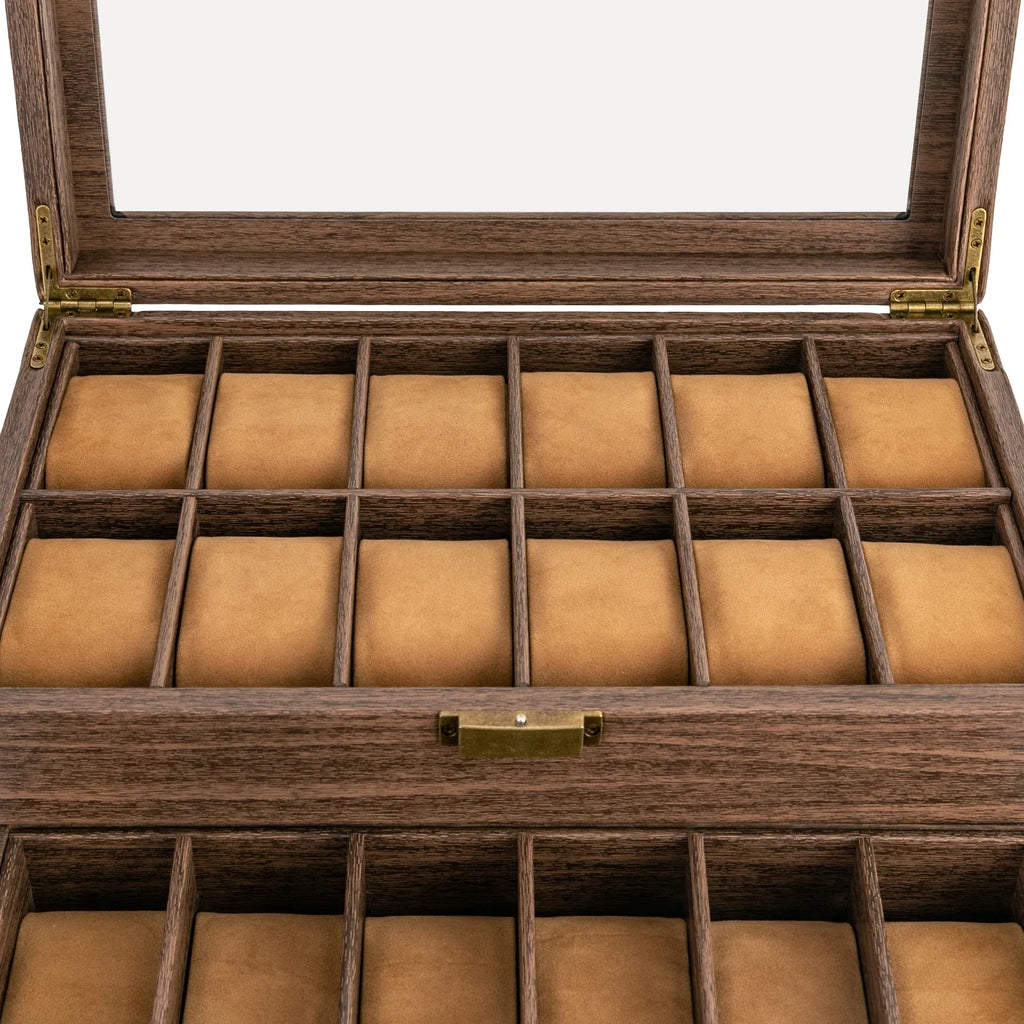 Boite à montres 24 emplacements en bois premium