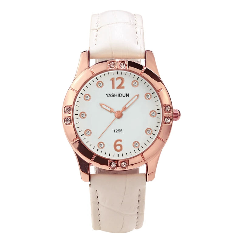 Montre Femme Bracelet Cuir Cadran Orné de Strass