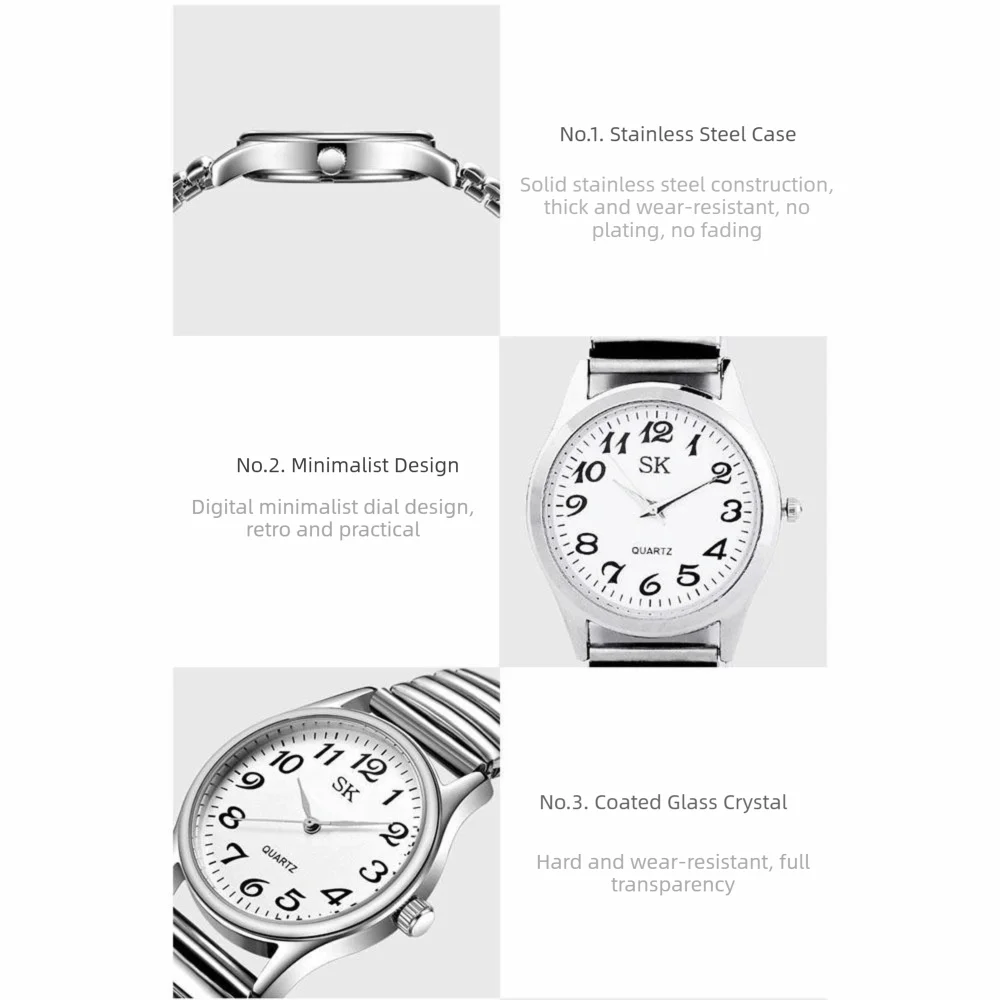 Montre Bracelet Élastique Chiffres Arabes