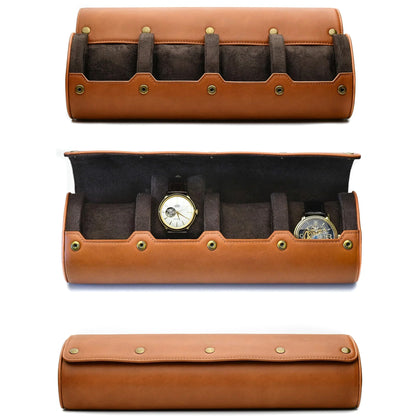 Étui montre cuir 4 emplacements format rouleau