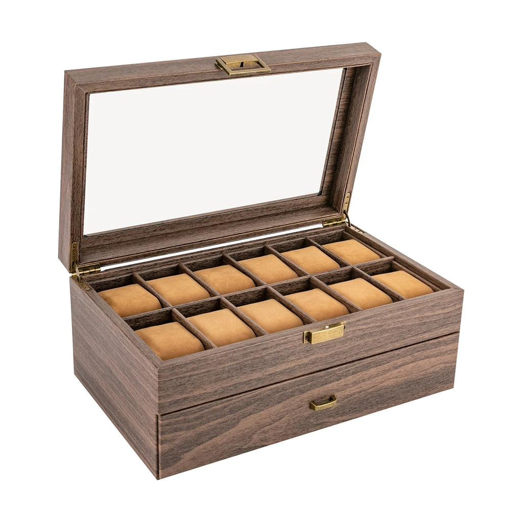 Boite à montres 24 emplacements en bois premium