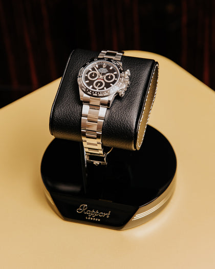 Présentoir Montre Luxe Piano Black avec Support Cuir