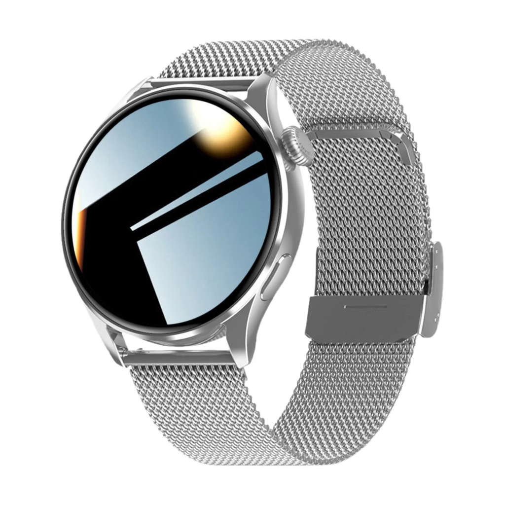 Montre Connectée Femme Maille Rose et Écran AMOLED