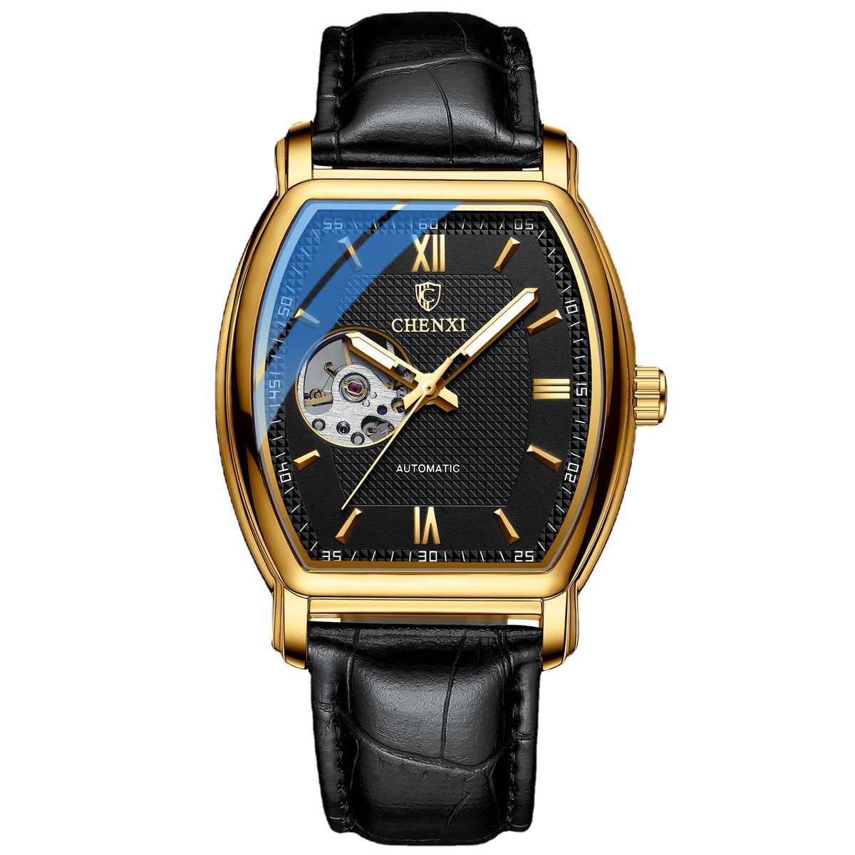 Montre Automatique Homme Tonneau avec Mouvement Apparent