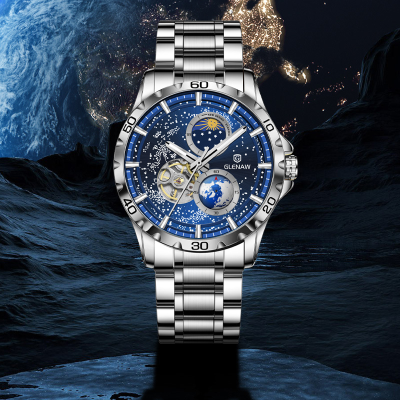 Montre Automatique Homme Étanche Design Galaxie