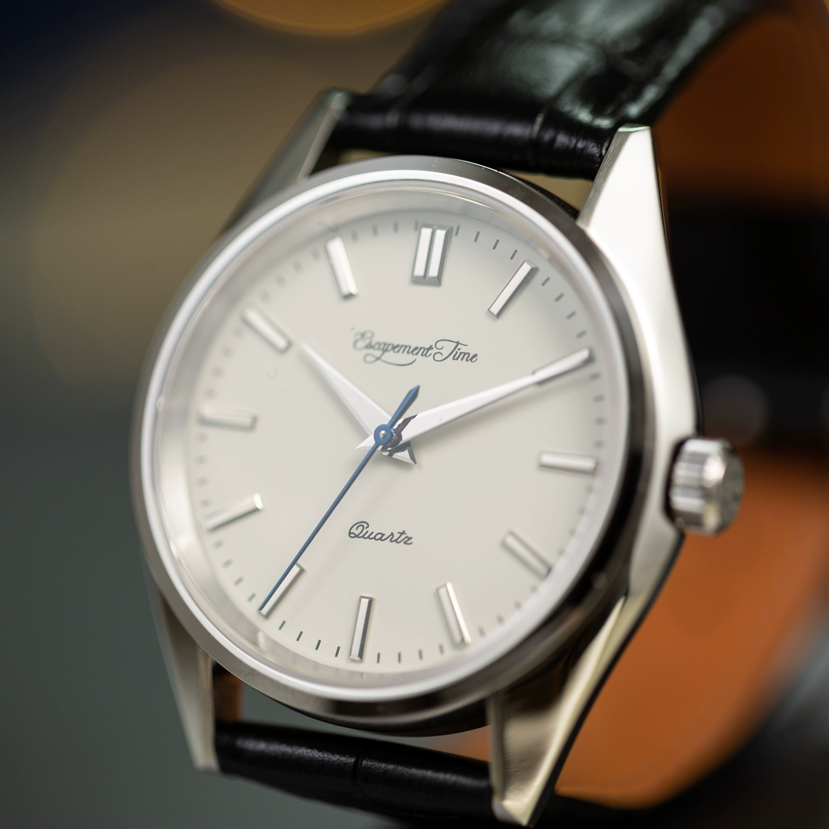 Montre Vintage Homme Quartz Minimaliste avec Bracelet Cuir Noir