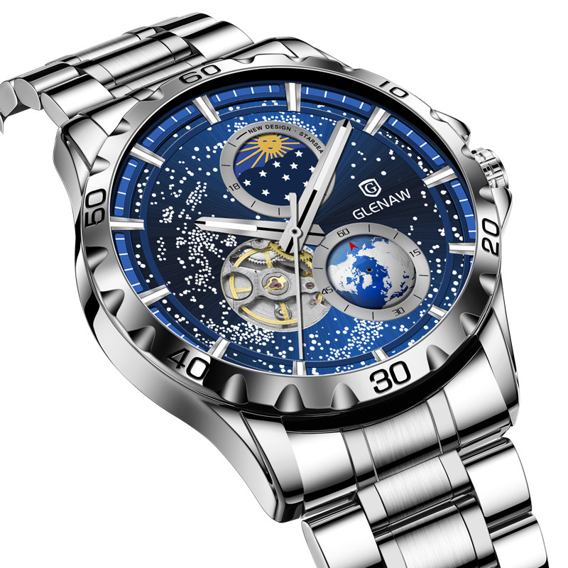 Montre Automatique Homme Étanche Design Galaxie
