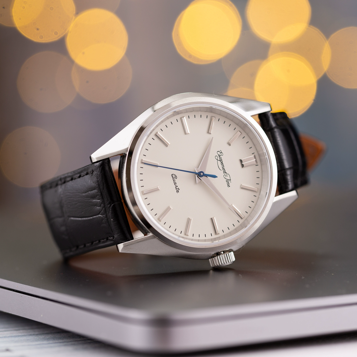 Montre Vintage Homme Quartz Minimaliste avec Bracelet Cuir Noir