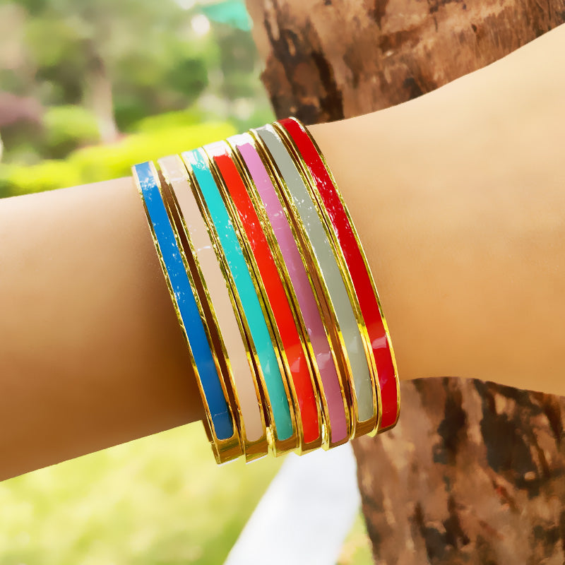 Bracelets Joncs Émaillés Colorés à Empiler