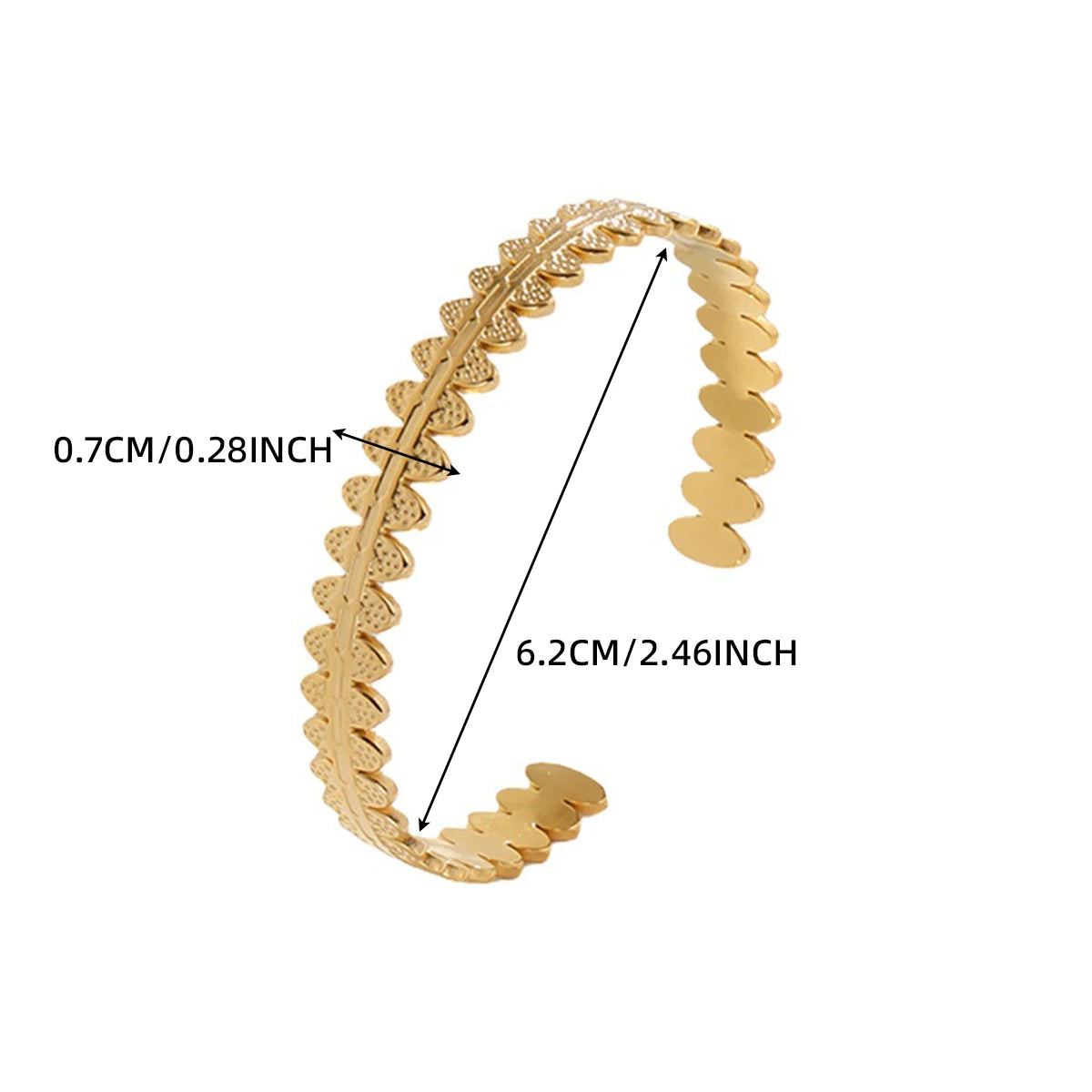 Bracelet Jonc Feuille Doré Motif Nature Ajustable