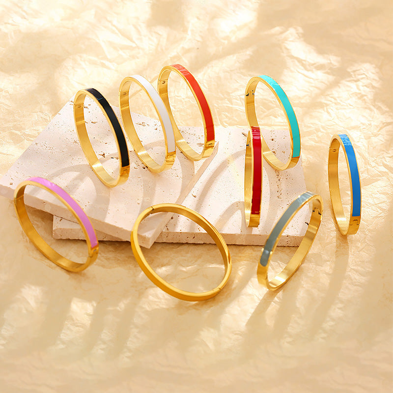 Bracelets Joncs Émaillés Colorés à Empiler