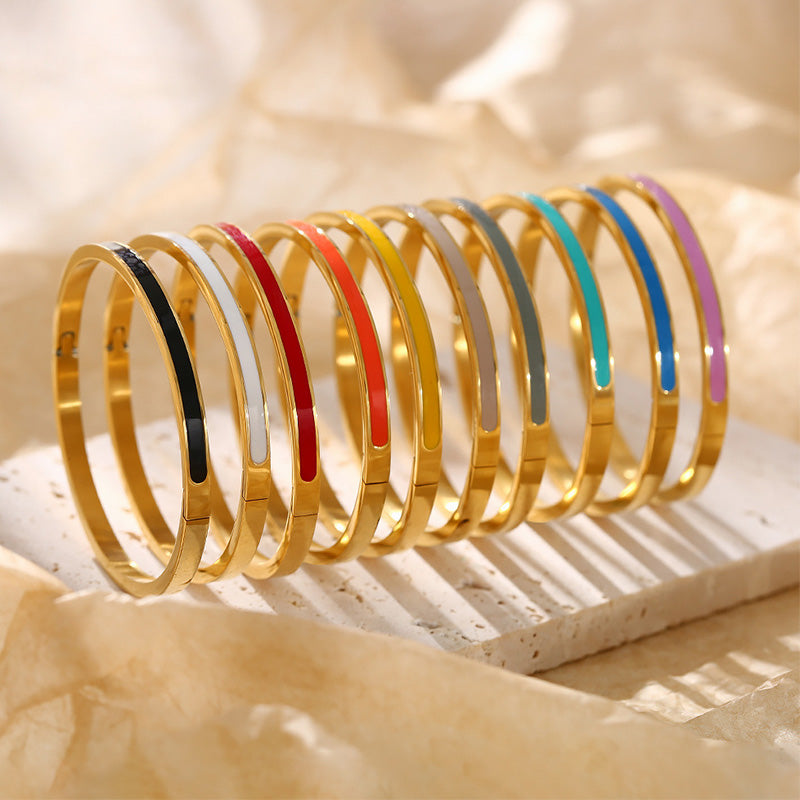 Bracelets Joncs Émaillés Colorés à Empiler