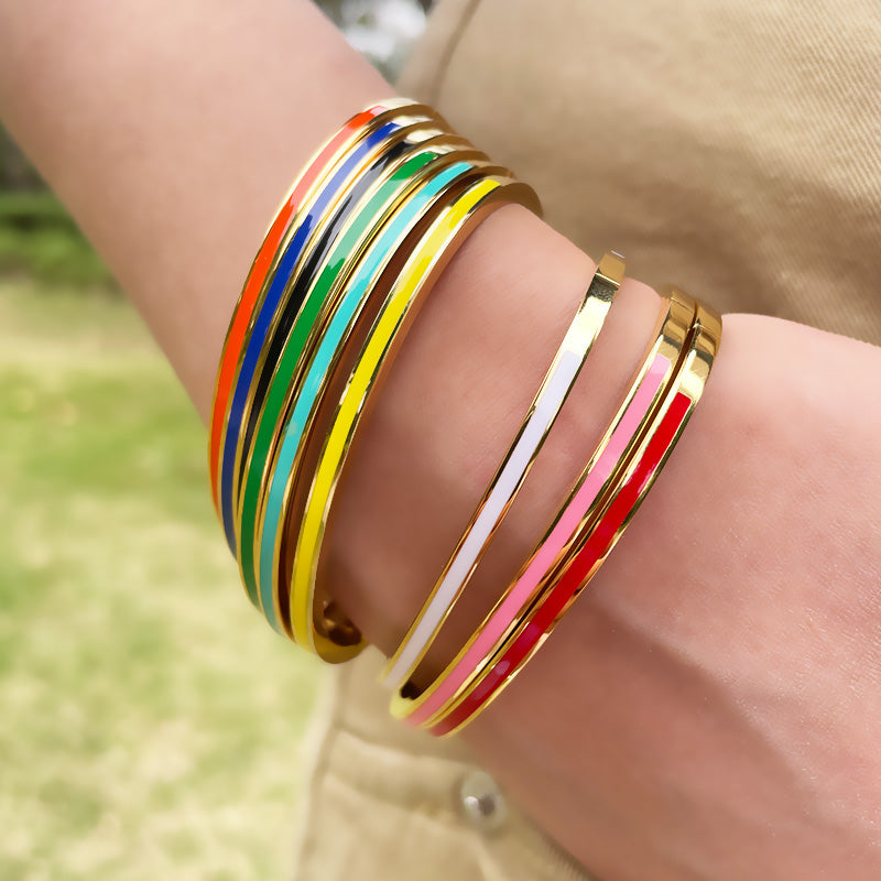 Bracelets Joncs Émaillés Colorés à Empiler