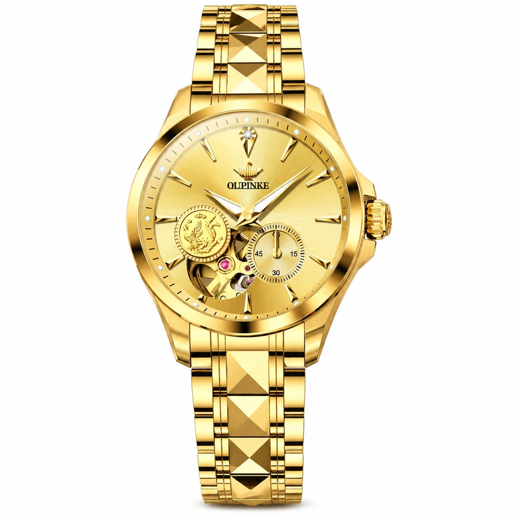 Montre Automatique Femme Bicolore Cadran Squelette 33 mm - Doré