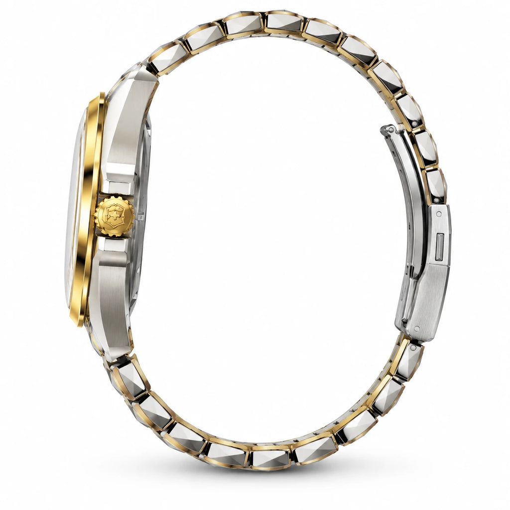 Montre Automatique Femme Bicolore Cadran Squelette 33 mm - Photo côté