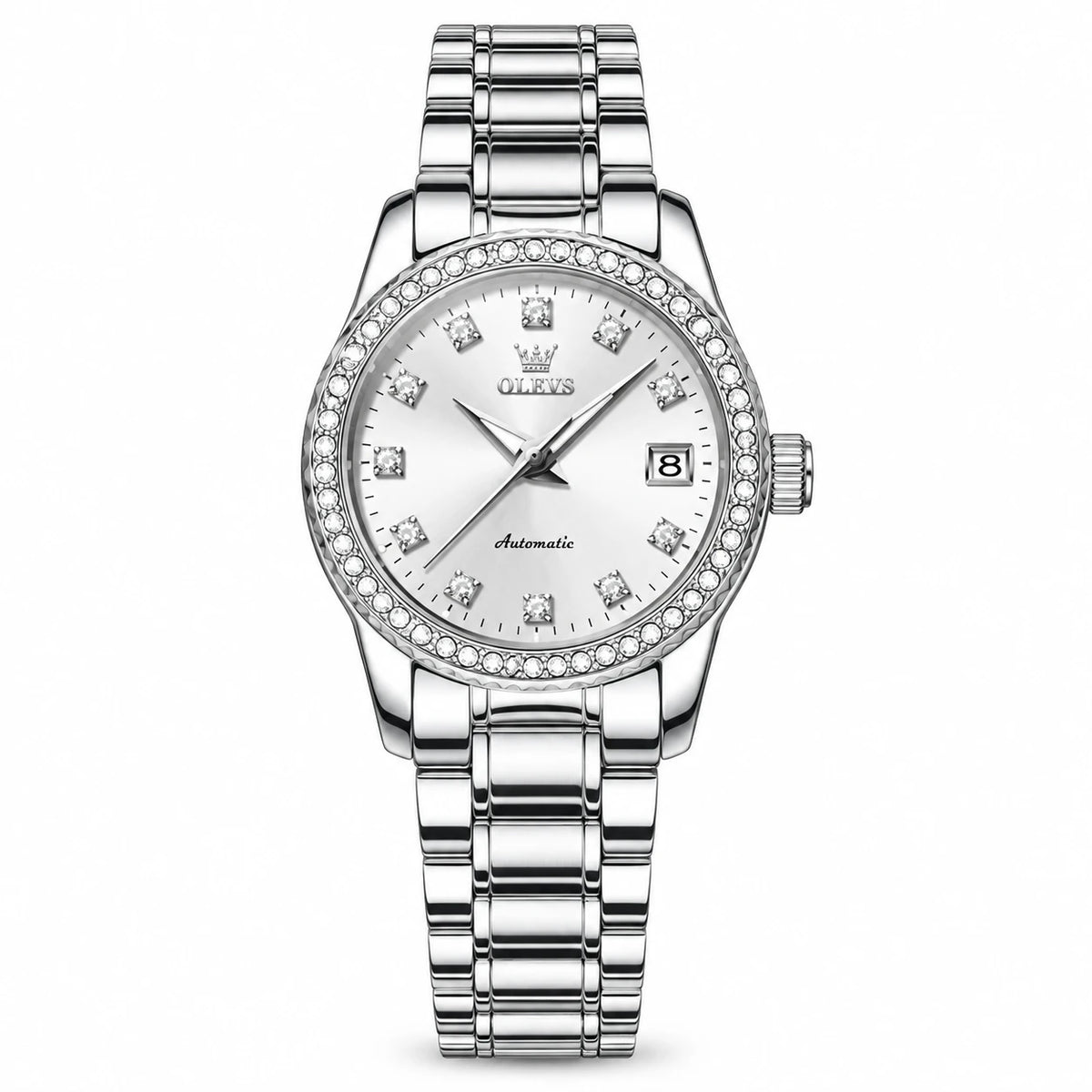 Montre Automatique Femme Cadran Bleu et Lunette Ornée - Cadran blanc