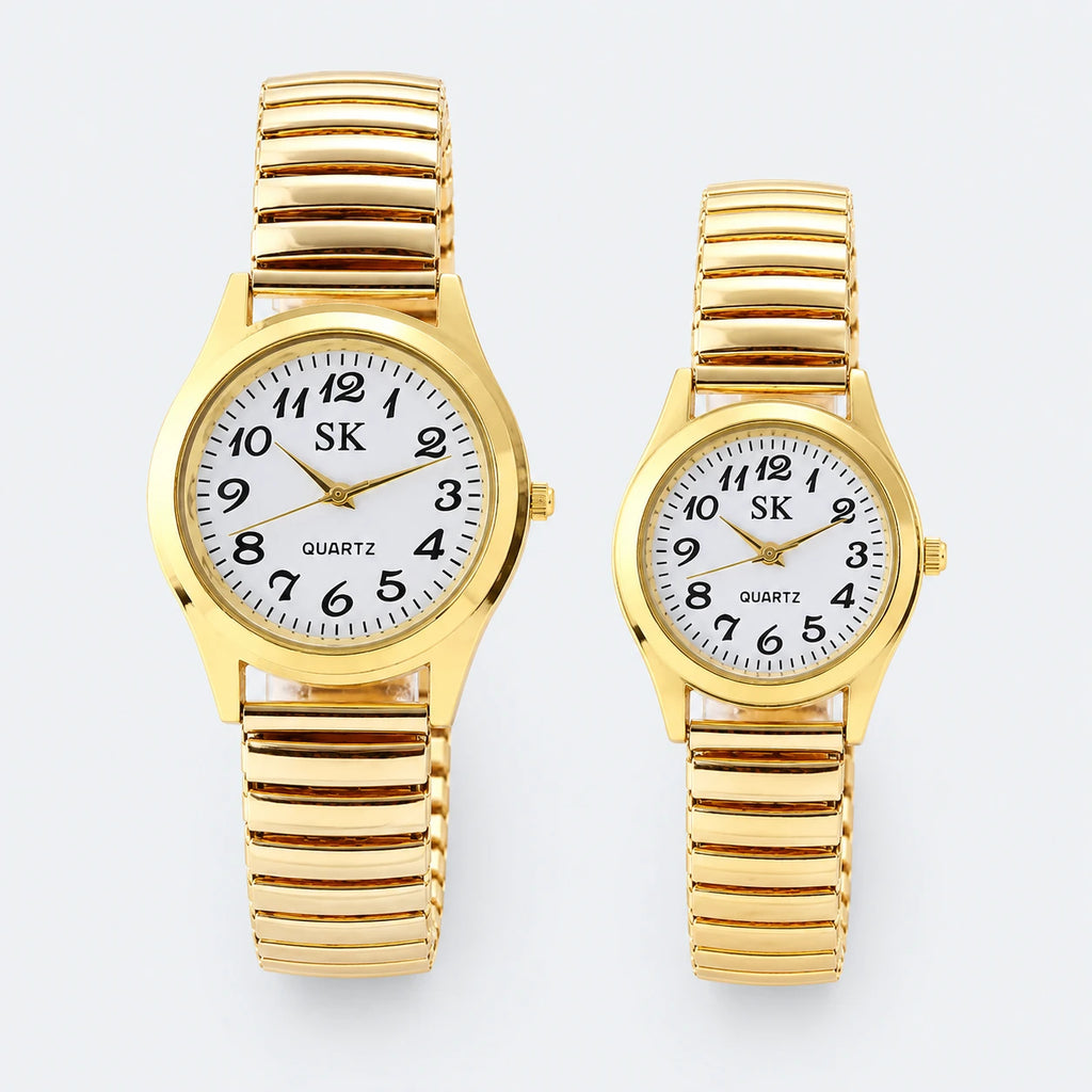 Montre Bracelet Élastique Chiffres Arabes Cadran Blanc - Fond gris clair
