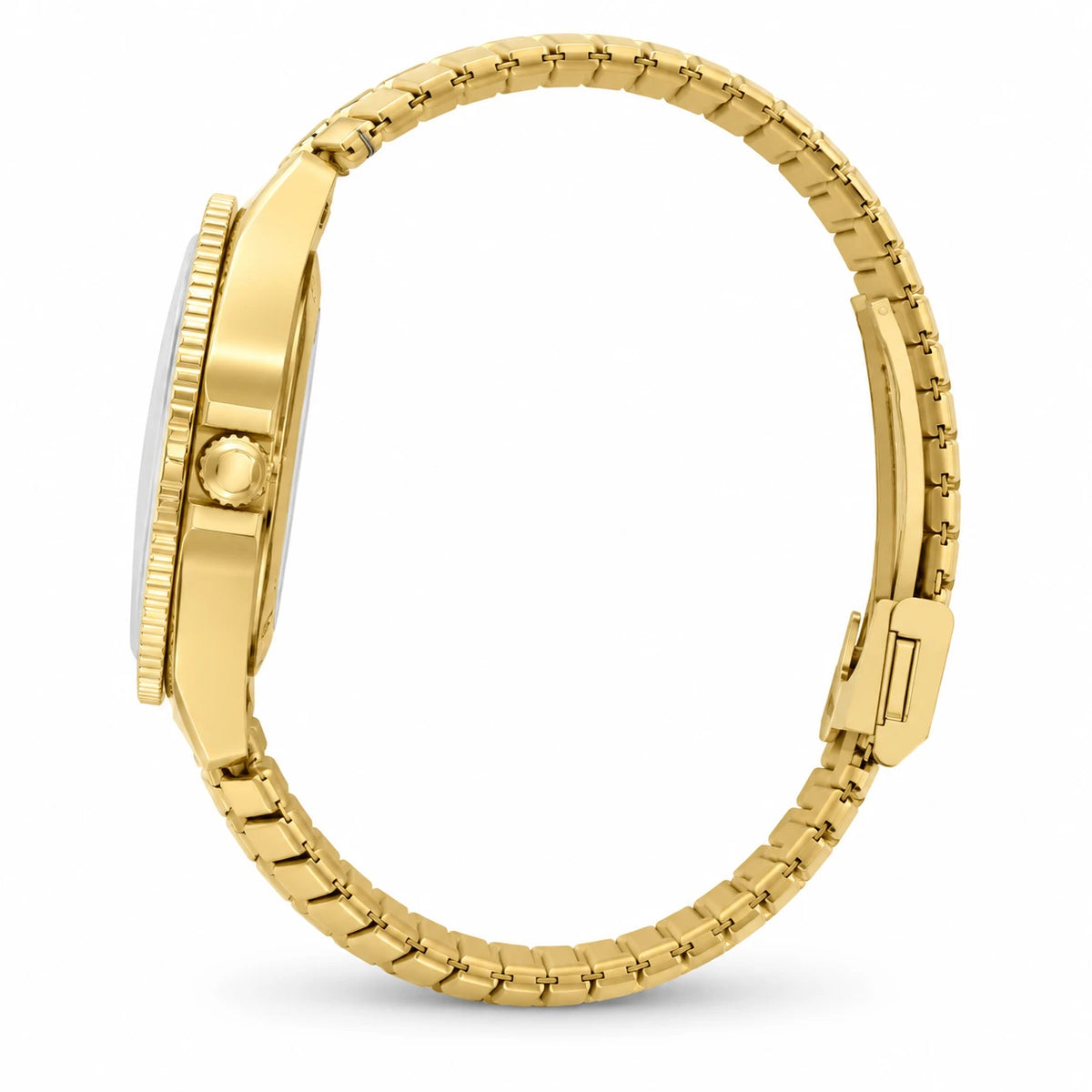 Montre Bracelet Élastique Chiffres Arabes Cadran Blanc - Photo côté