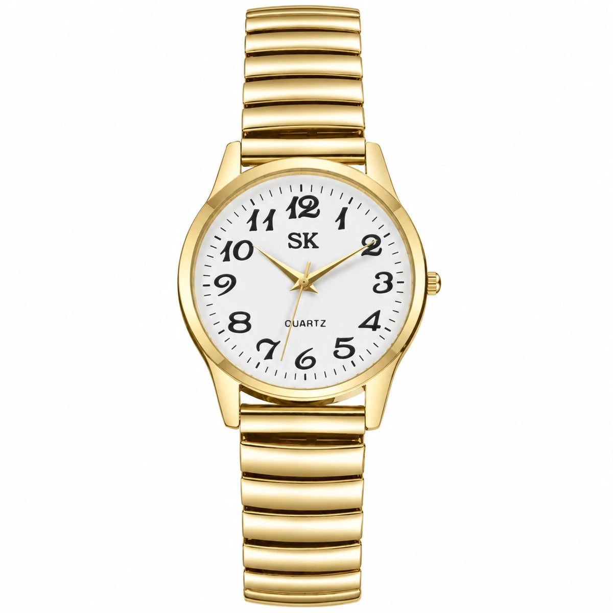 Montre Bracelet Élastique Chiffres Arabes Cadran Blanc - Silver White-S