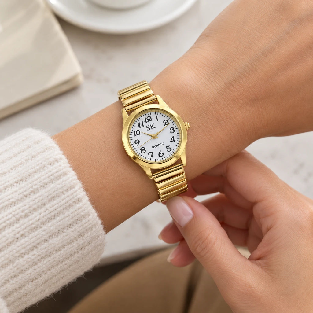 Montre Bracelet Élastique Chiffres Arabes Cadran Blanc - Utilisation du produit - classique