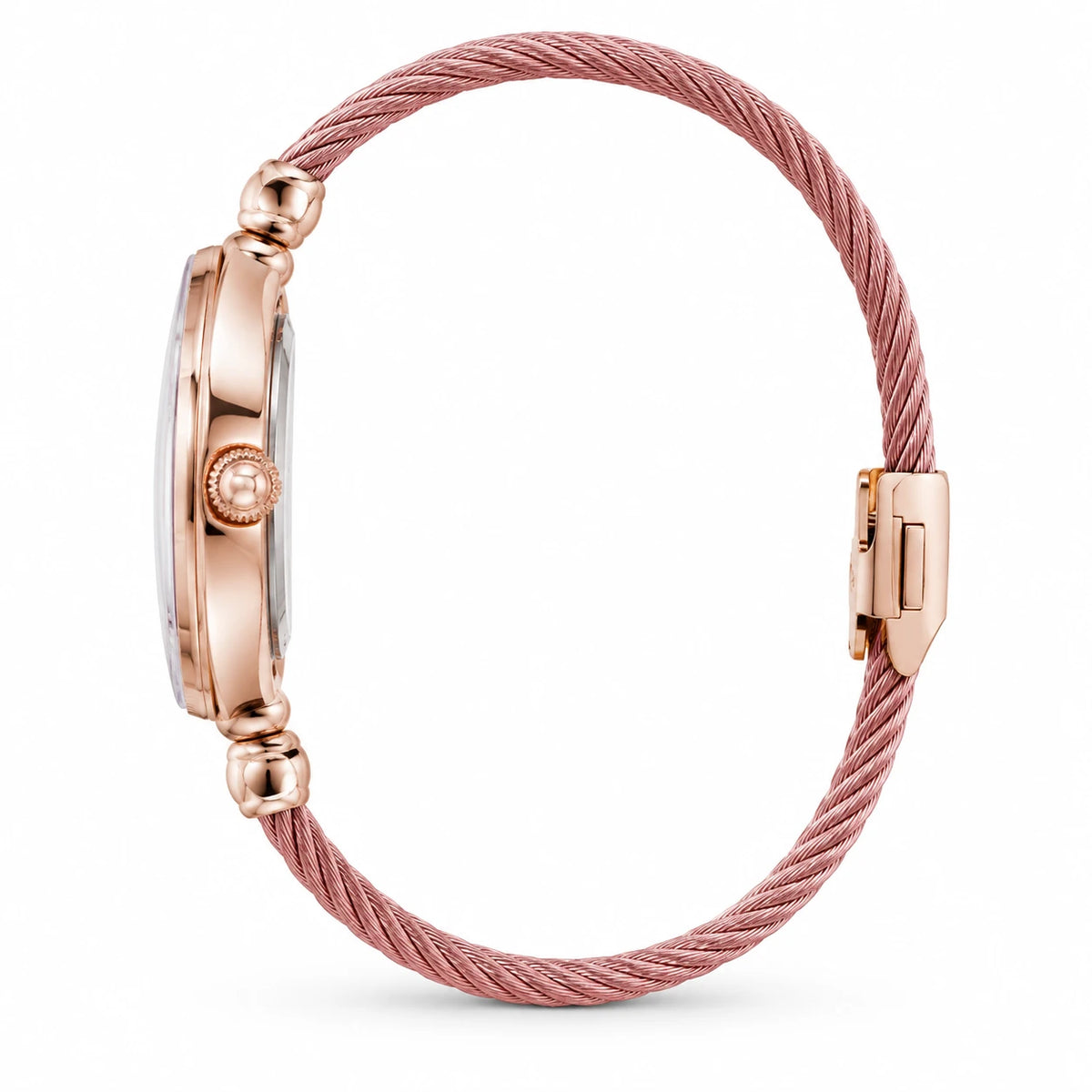 Montre Bracelet Femme Câble Torsadé Boîtier Compact - Photo côté