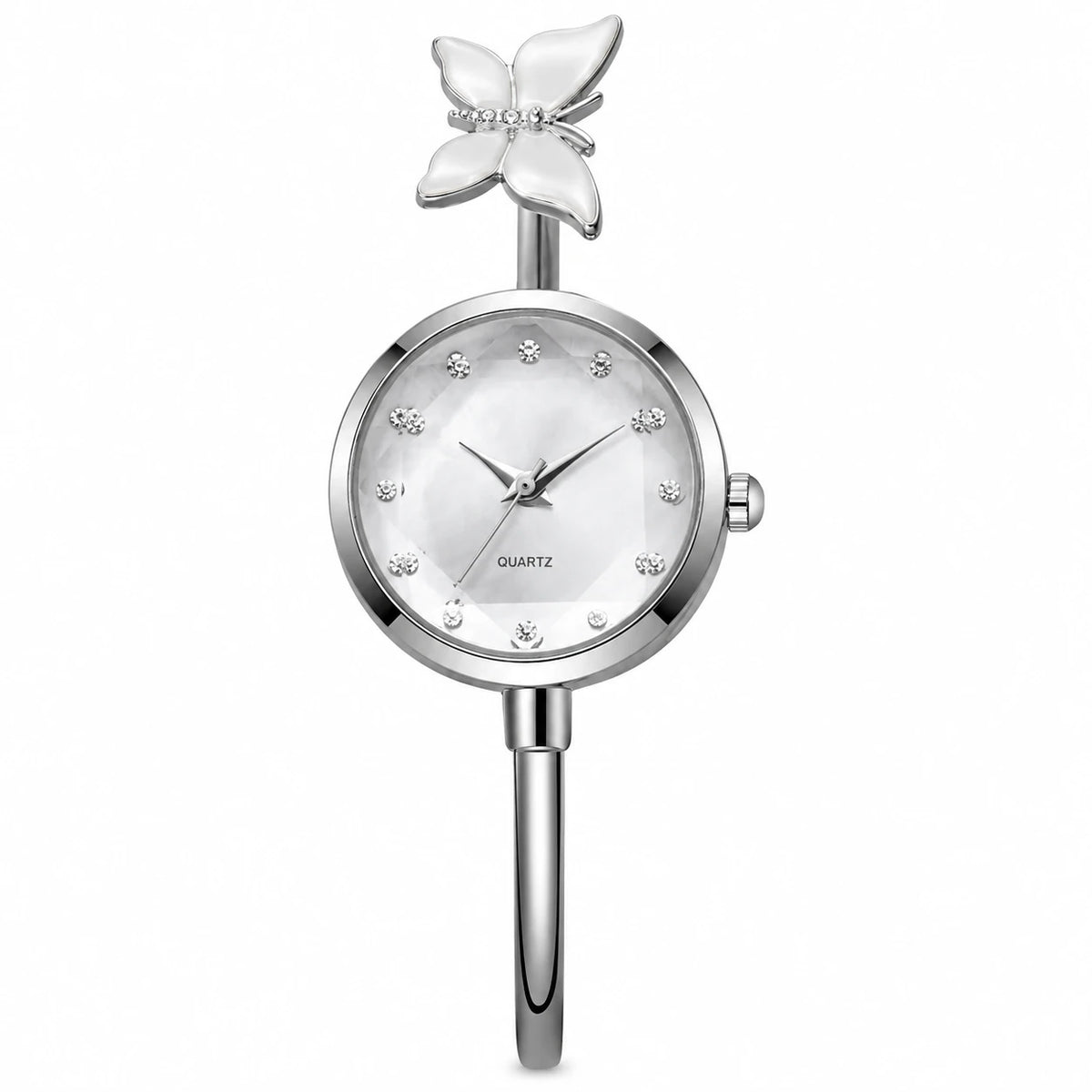 Montre Bracelet Papillon à Cadran Nacré et Mouvement Quartz - Argenté
